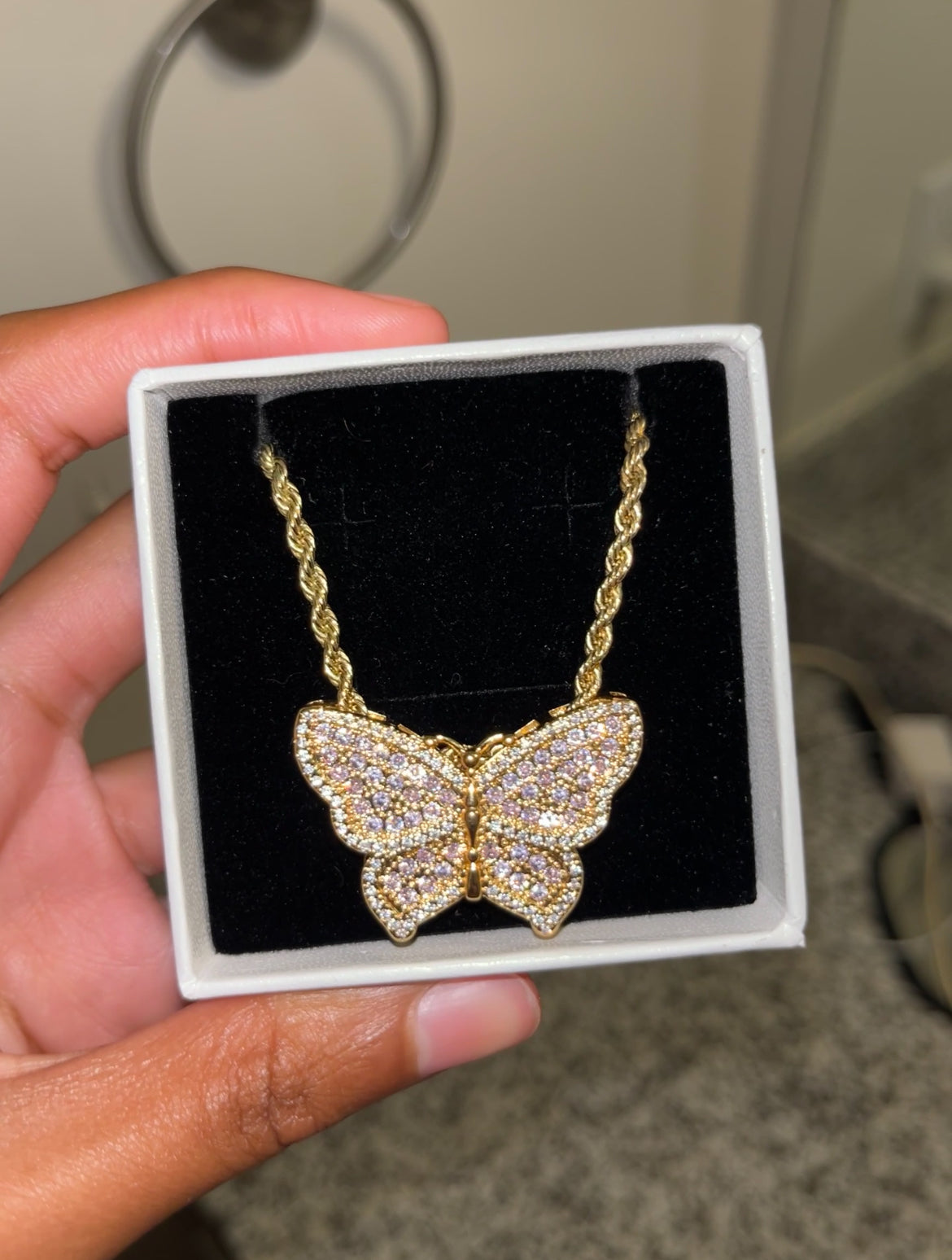 Bling Pink Butterfly Chain