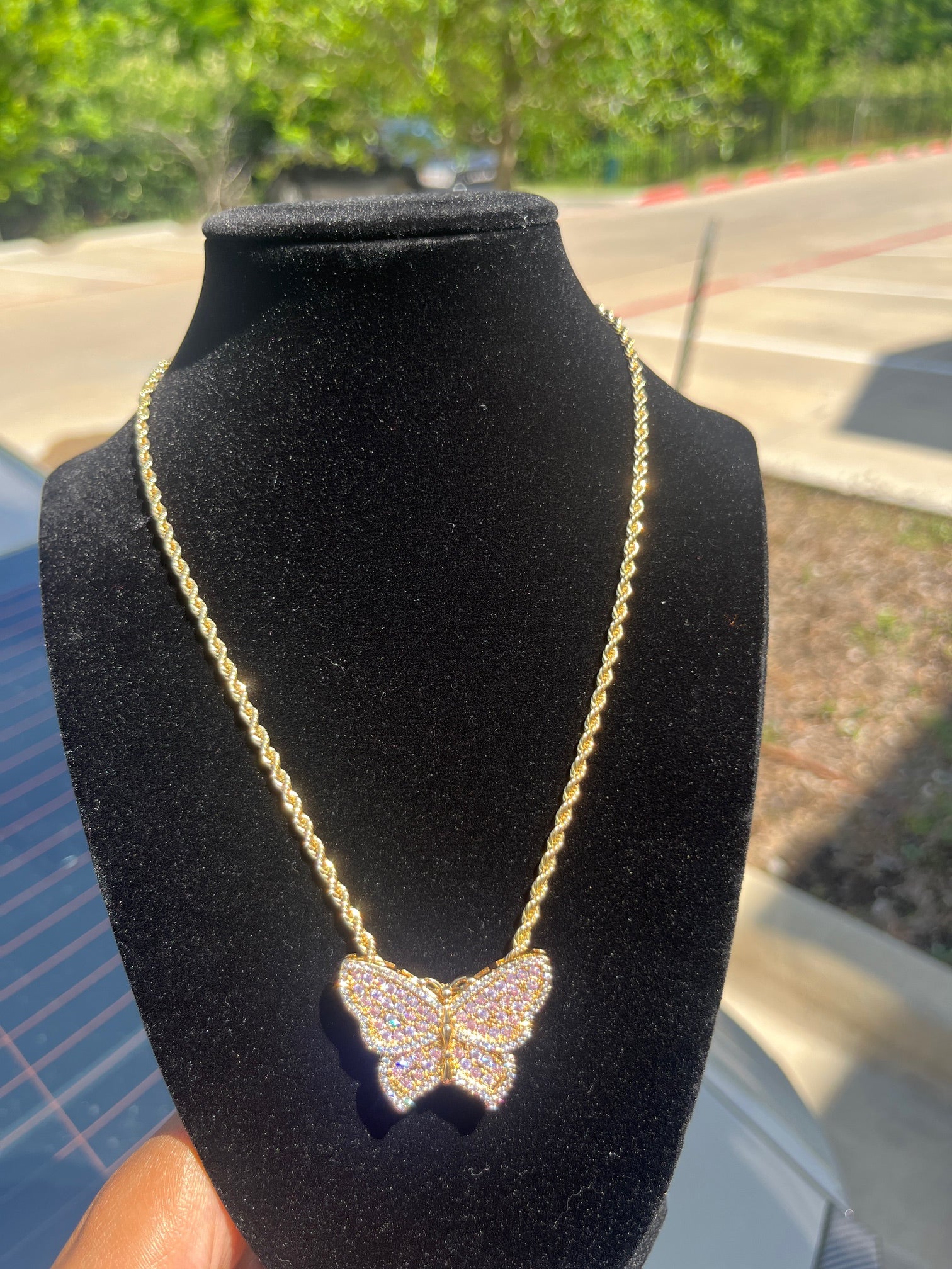 Bling Pink Butterfly Chain